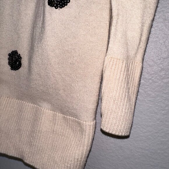 Old Navy Womens L Beige Sequined Dot V-Neck Button Front Long Sleeve Cardigan - Picture 7 of 8